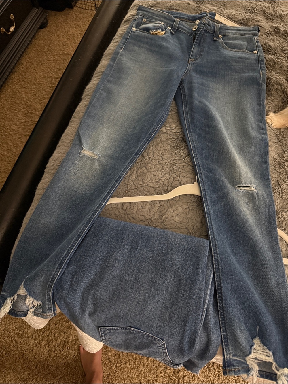 rag & bone Distressed Blue Flare Jeans